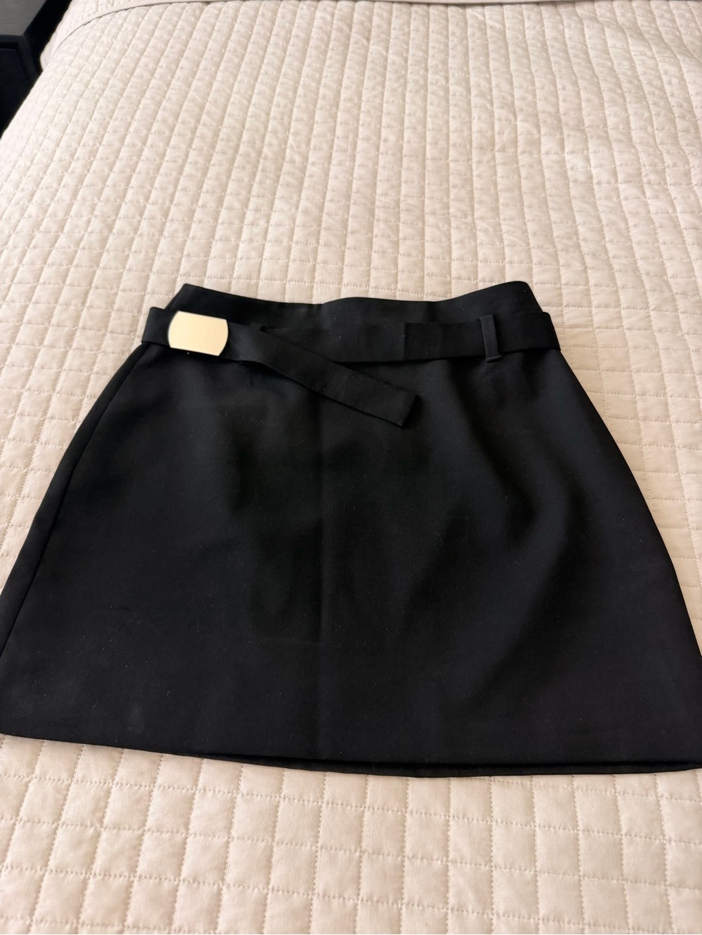 H&M Black Mini Skirt with Gold Accent Buckle - Picture 3 of 4